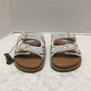 House of Harlow 1960 Cream Sandals with Bead Accents